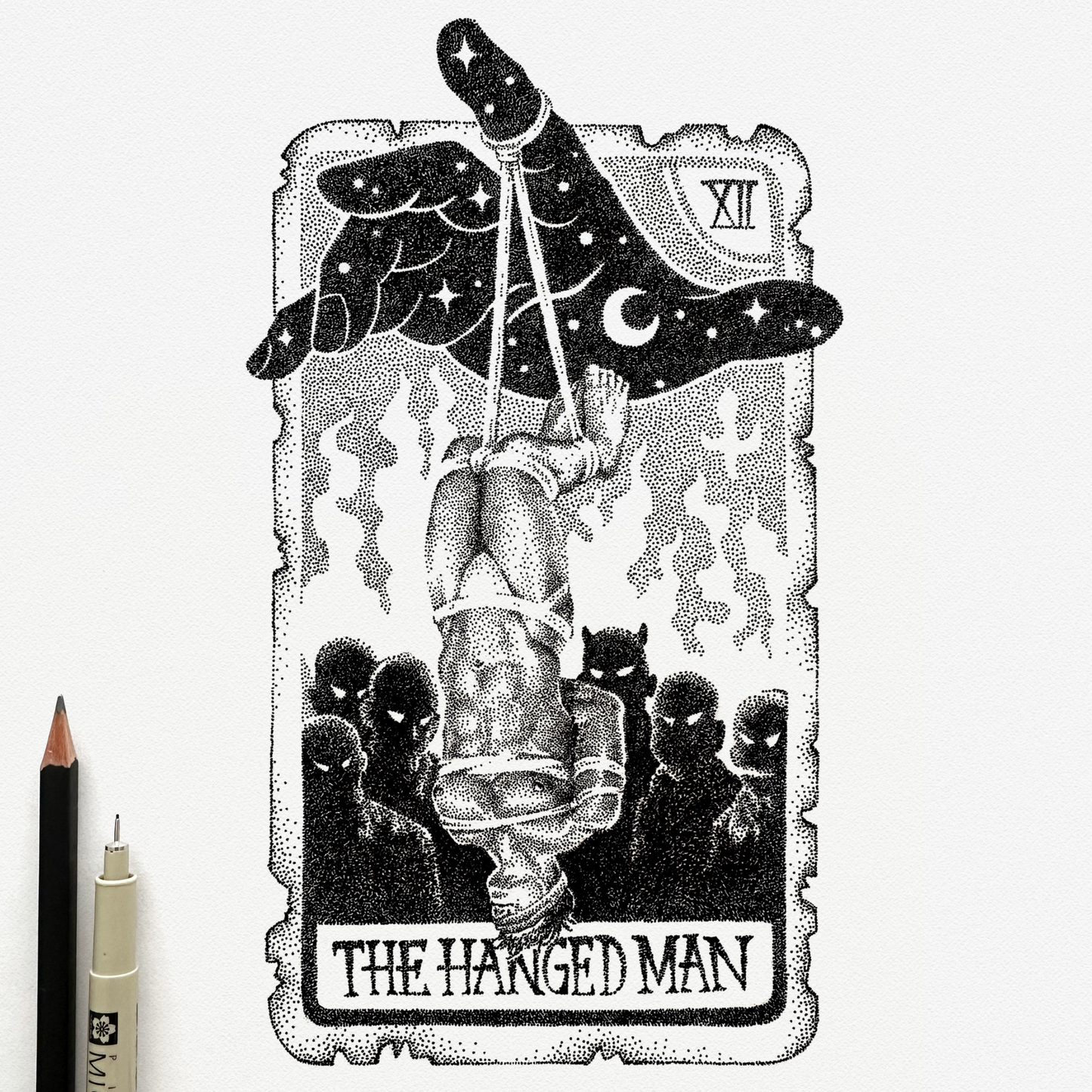The Hanged Man Tarot Card - Original Drawing